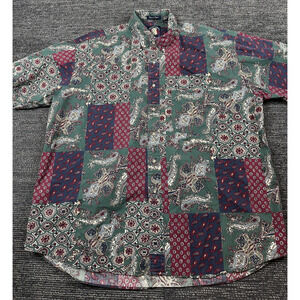 VTG Gant Salty Dog Mens XL Imperial Poplin Paisley Short Sleeve